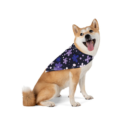 Dog Bandana featuring unique purple boho flowers - Hobbster