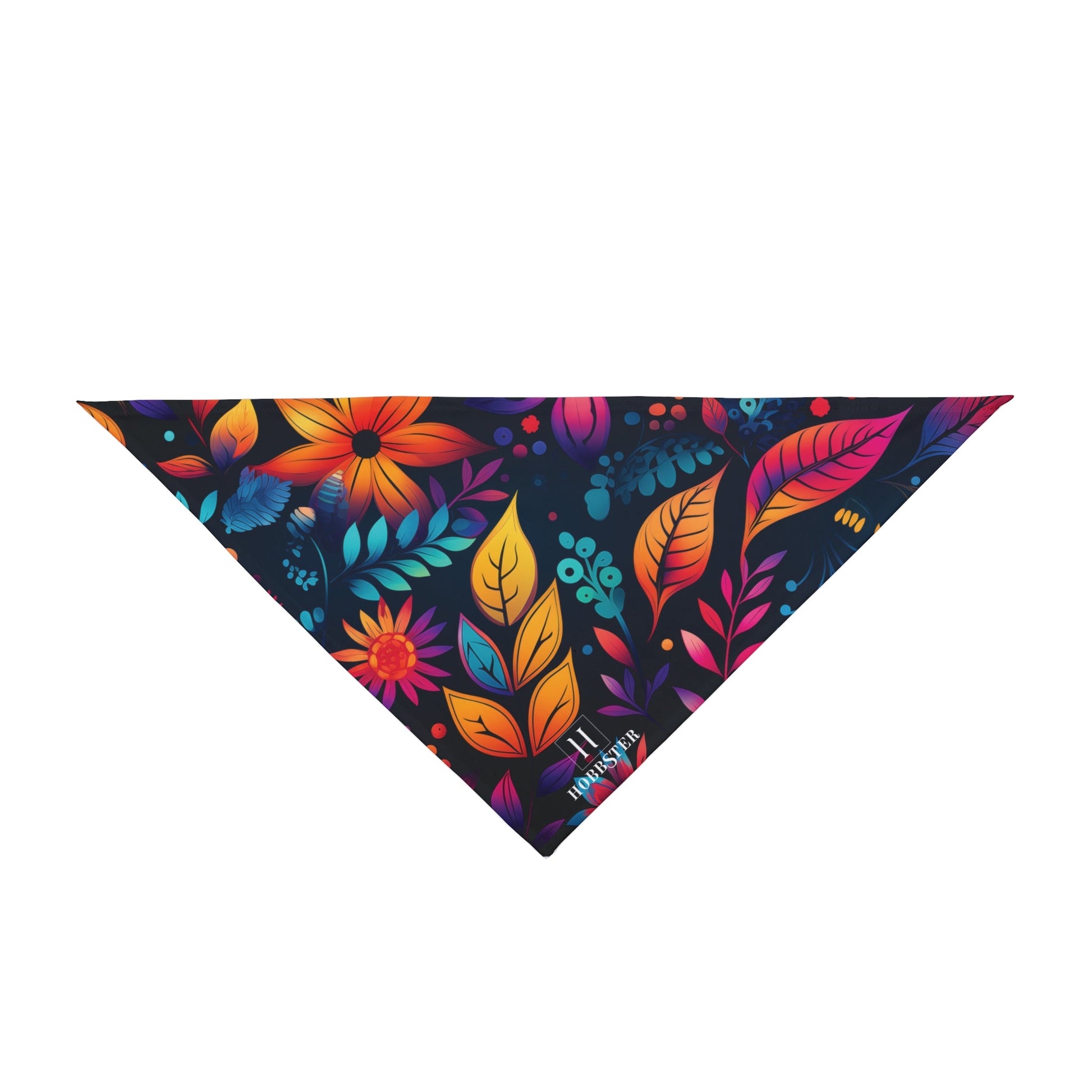 Dog Bandana featuring unique vivid boho plants design - Hobbster