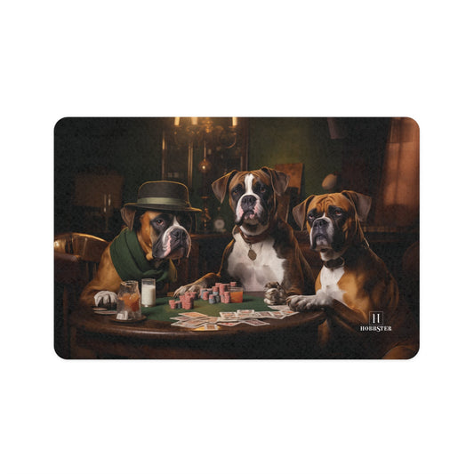 Dog Food Mat with Boxer Dogs playing cards design - Hobbster
