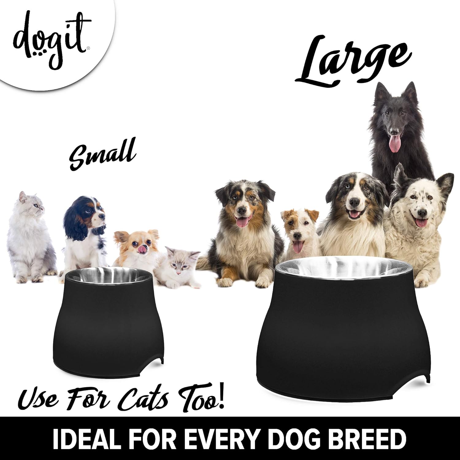 Dogit Elevated Dish Black - Large [900ml] - Hobbster