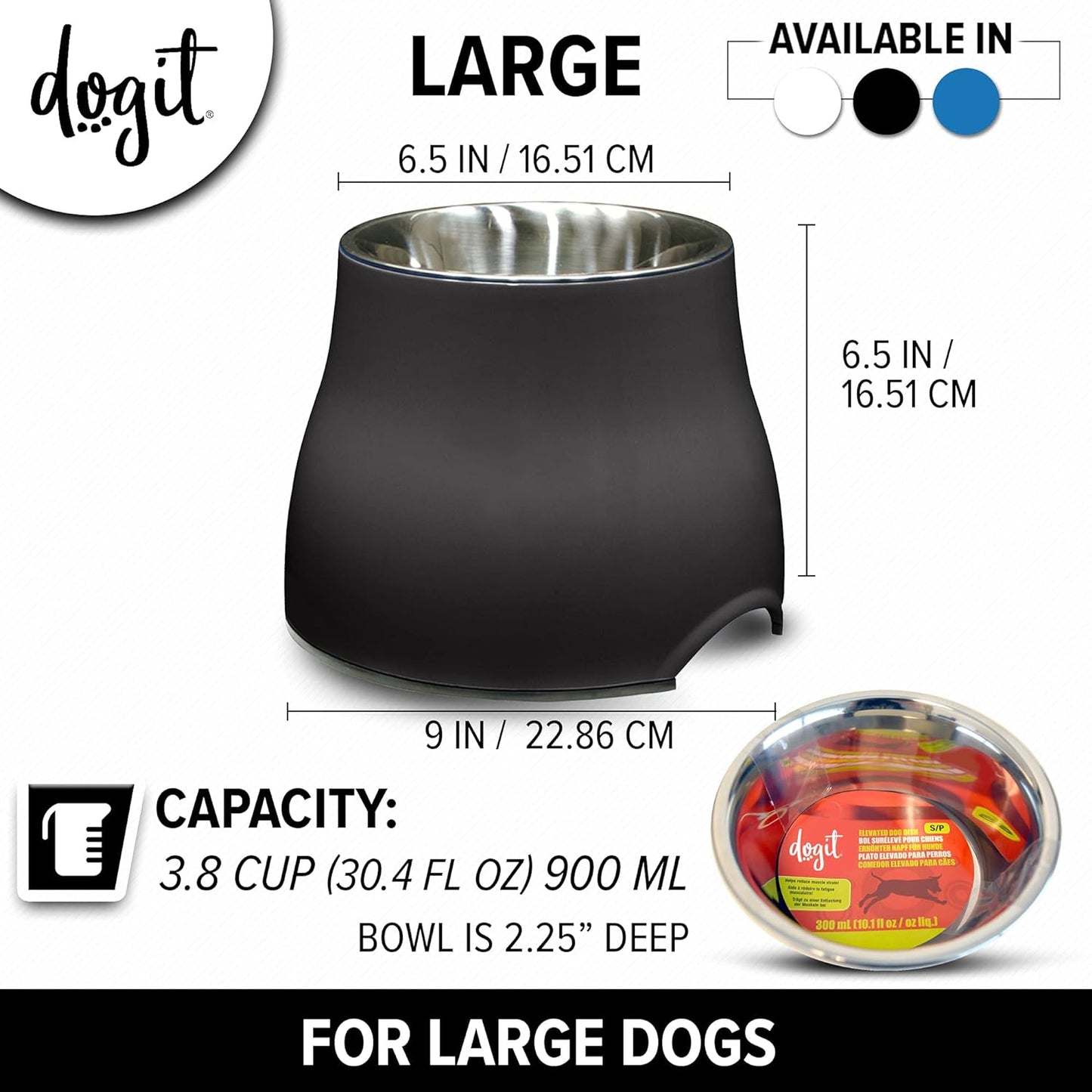 Dogit Elevated Dish Black - Large [900ml] - Hobbster