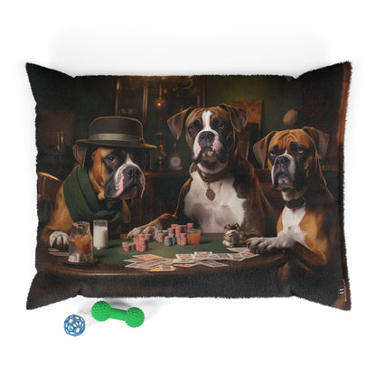 Fleece Dog Bed in Brown with Boxer custom vintage design - Hobbster