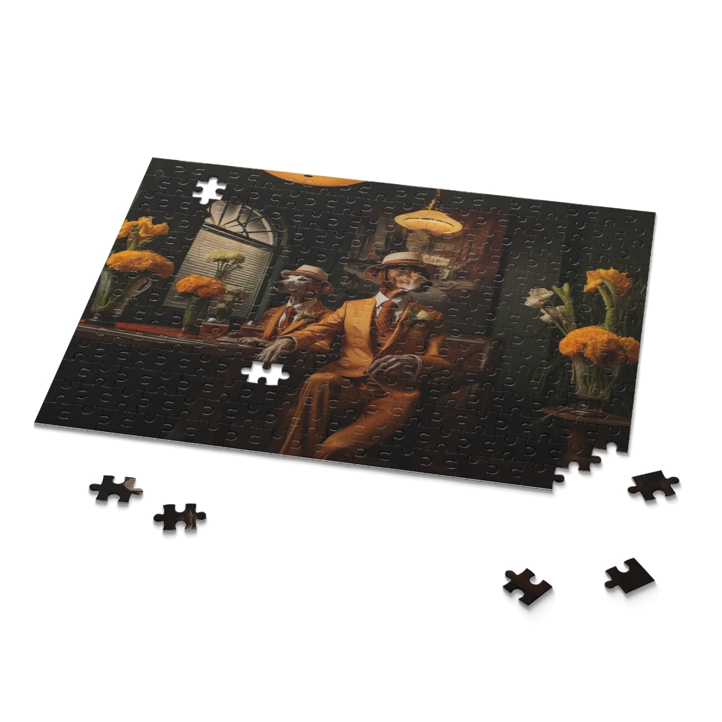 Greyhound Art Deco Design Jigsaw Puzzle (252 or 500-Piece) - Hobbster
