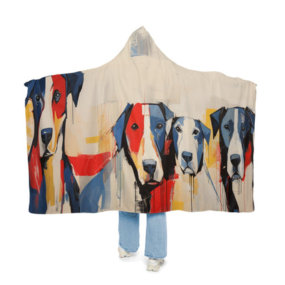 Hooded Sherpa Blanket featuring a Herman Brood Style Watercolour Dog Design - Hobbster