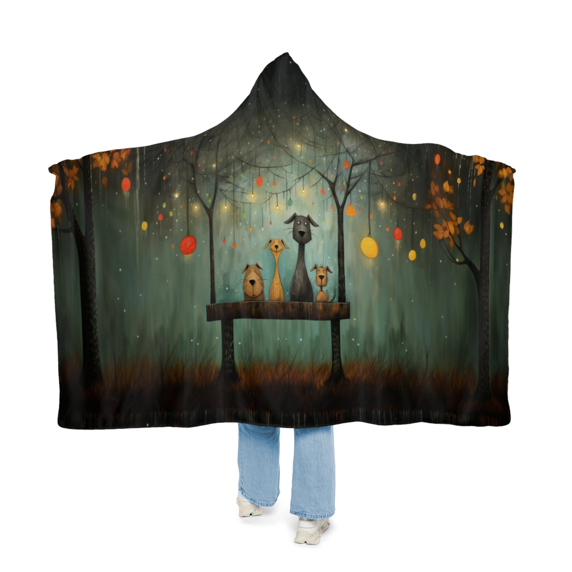 Hooded Sherpa Blanket featuring a Sam Toft Style Design - Hobbster