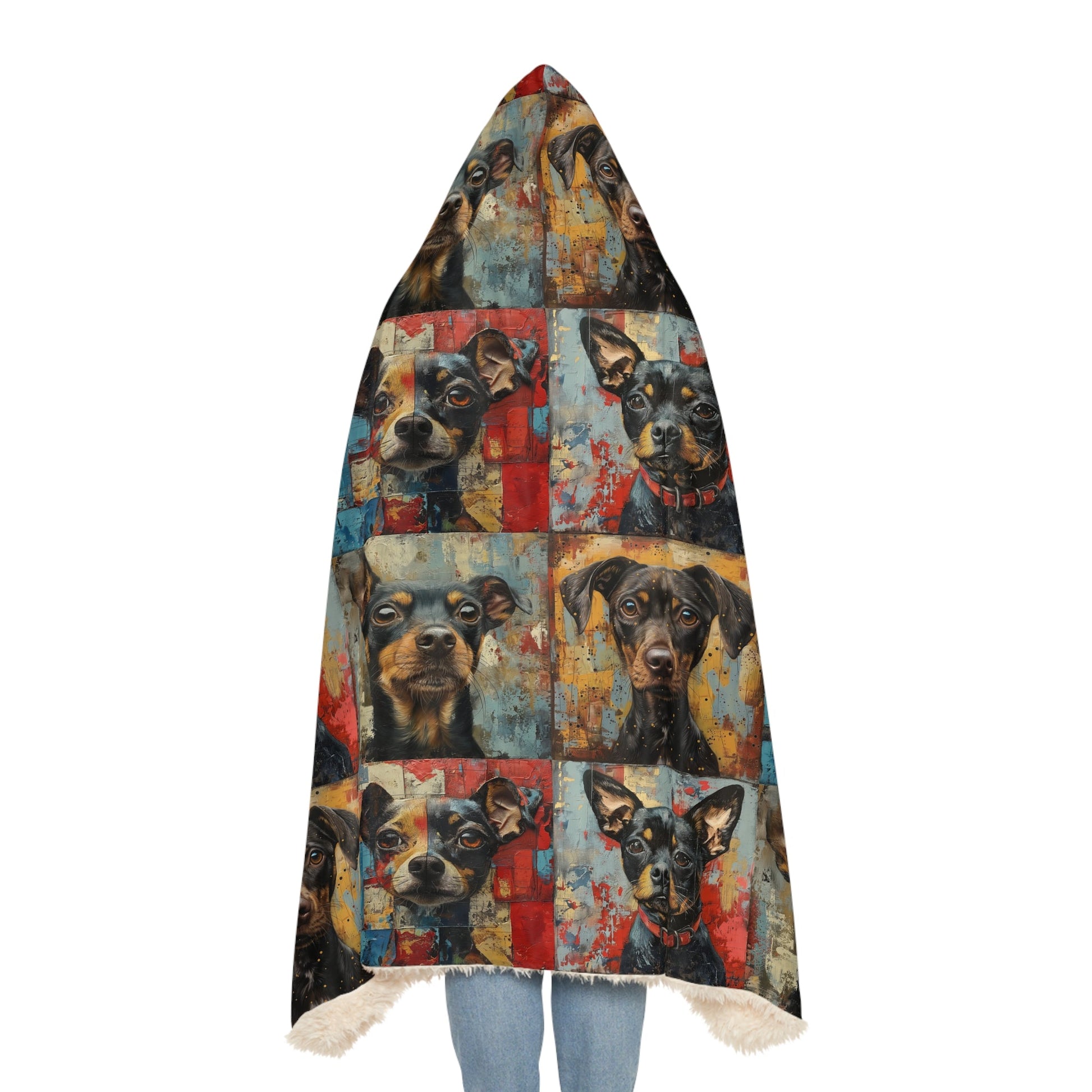 Hooded Sherpa Blanket featuring Puppy Faces - Hobbster