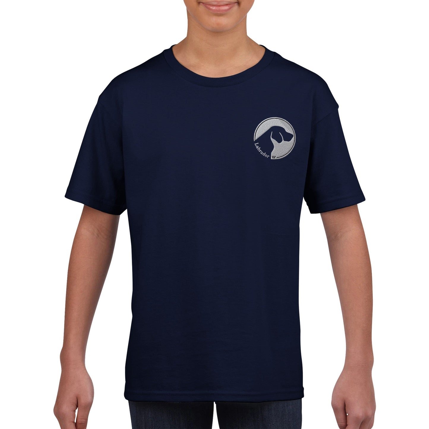 Kids Classic Crewneck T-shirt with Embroidered Labrador Logo - Hobbster