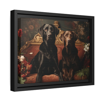 Matte Black Canvas Picture Frame Featuring Art Deco Labradors - Hobbster