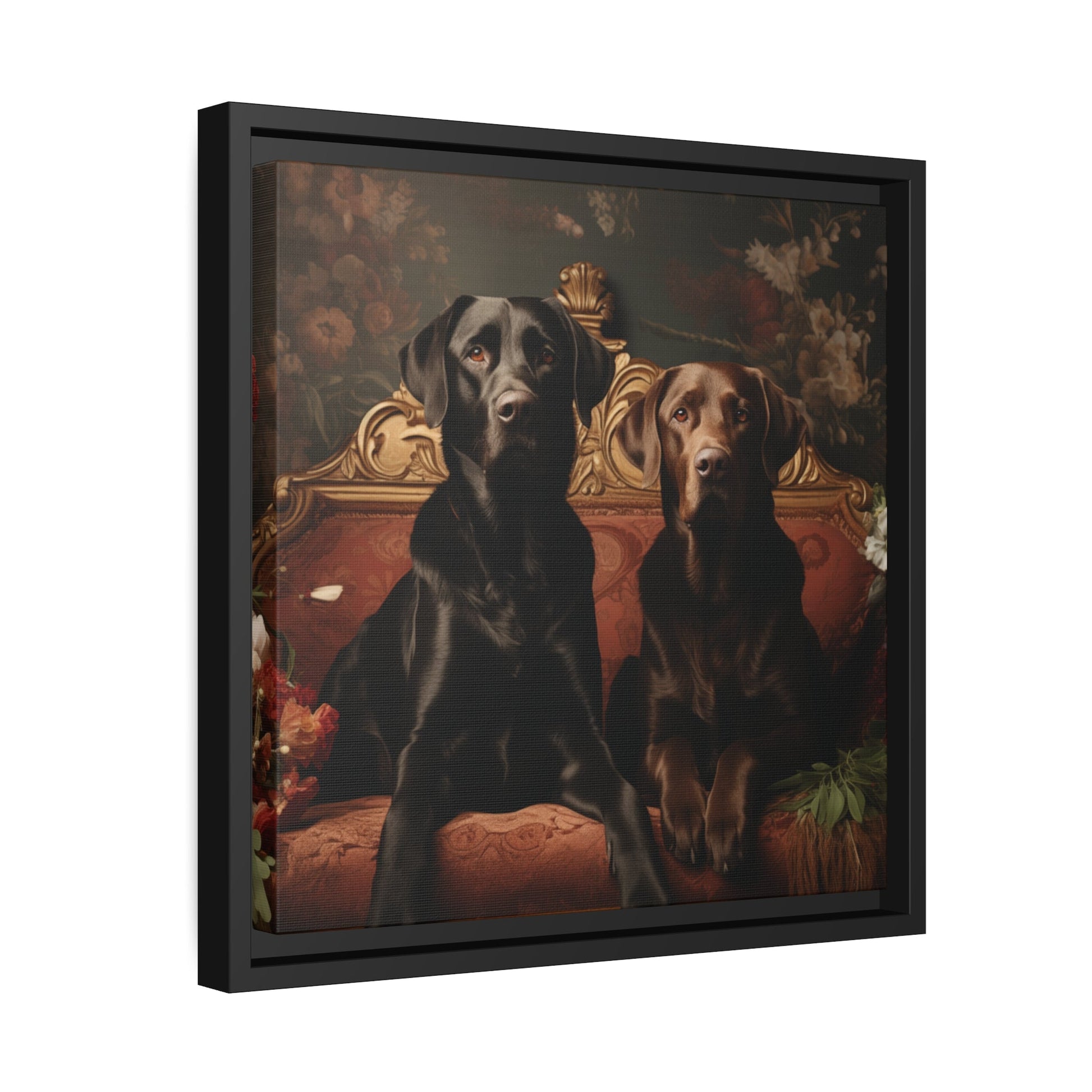 Matte Black Canvas Picture Frame Featuring Art Deco Labradors - Hobbster