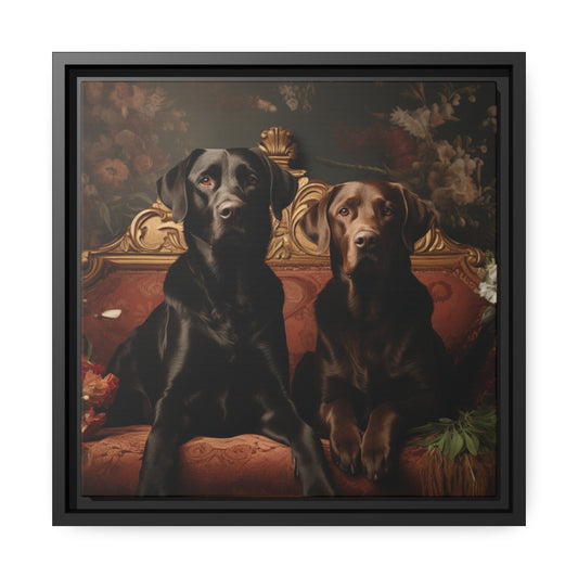 Matte Black Canvas Picture Frame Featuring Art Deco Labradors - Hobbster