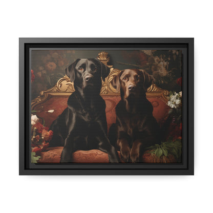 Matte Black Canvas Picture Frame Featuring Art Deco Labradors - Hobbster