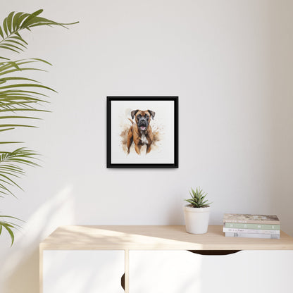 Matte Black Canvas Picture Frame of a Boxer Dog - Hobbster