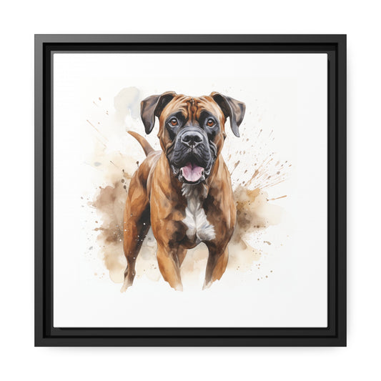 Matte Black Canvas Picture Frame of a Boxer Dog - Hobbster