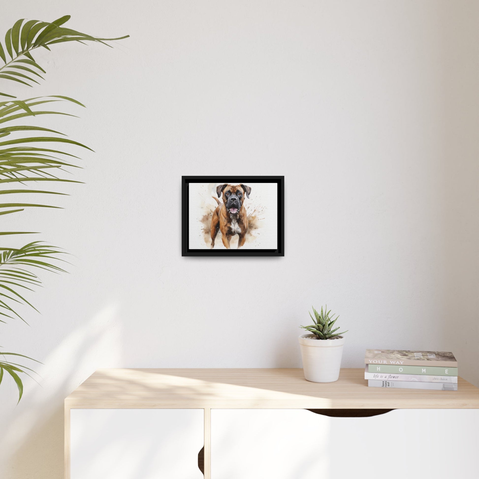 Matte Black Canvas Picture Frame of a Boxer Dog - Hobbster