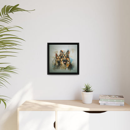 Matte Black Canvas Picture Frame of German Shepherd Dogs - Hobbster