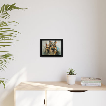 Matte Black Canvas Picture Frame of German Shepherd Dogs - Hobbster