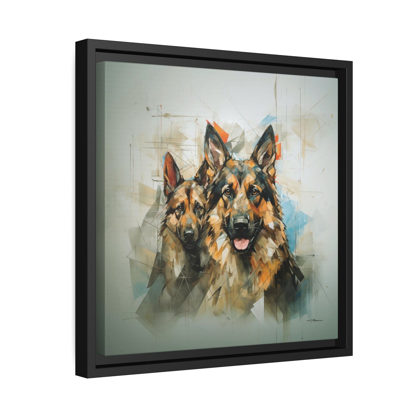 Matte Black Canvas Picture Frame of German Shepherd Dogs - Hobbster