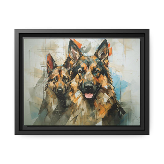 Matte Black Canvas Picture Frame of German Shepherd Dogs - Hobbster