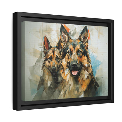 Matte Black Canvas Picture Frame of German Shepherd Dogs - Hobbster