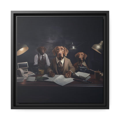 Matte Black Canvas Picture Frame of Hungarian Vizsla Dogs at Work - Hobbster