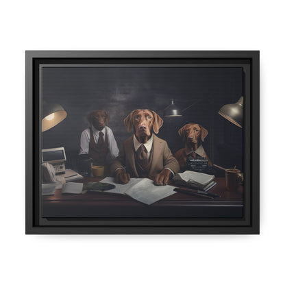 Matte Black Canvas Picture Frame of Hungarian Vizsla Dogs at Work - Hobbster