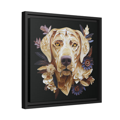 Matte Black Canvas Picture Frame of Quilled Labrador Design - Hobbster