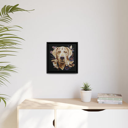 Matte Black Canvas Picture Frame of Quilled Labrador Design - Hobbster