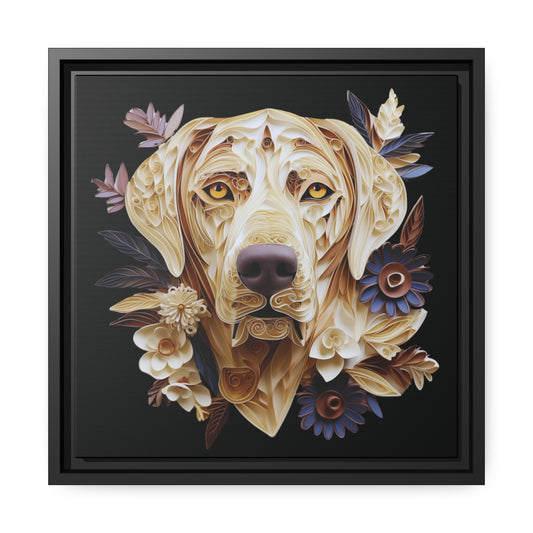 Matte Black Canvas Picture Frame of Quilled Labrador Design - Hobbster