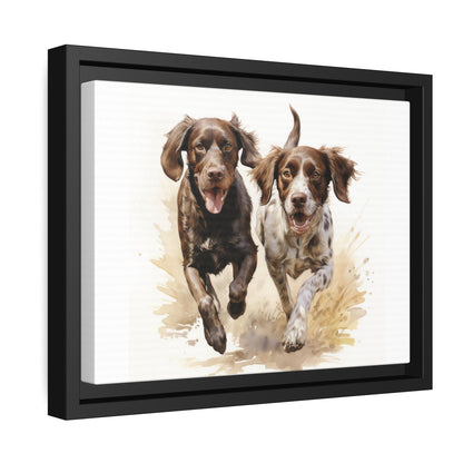 Matte Black Canvas Picture Frame of two German Short Haired Pointers - Hobbster