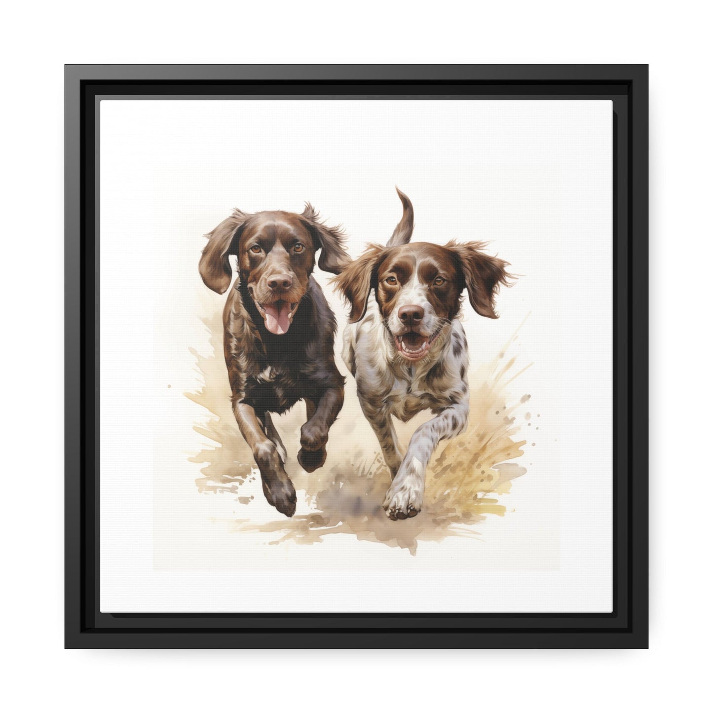 Matte Black Canvas Picture Frame of two German Short Haired Pointers - Hobbster