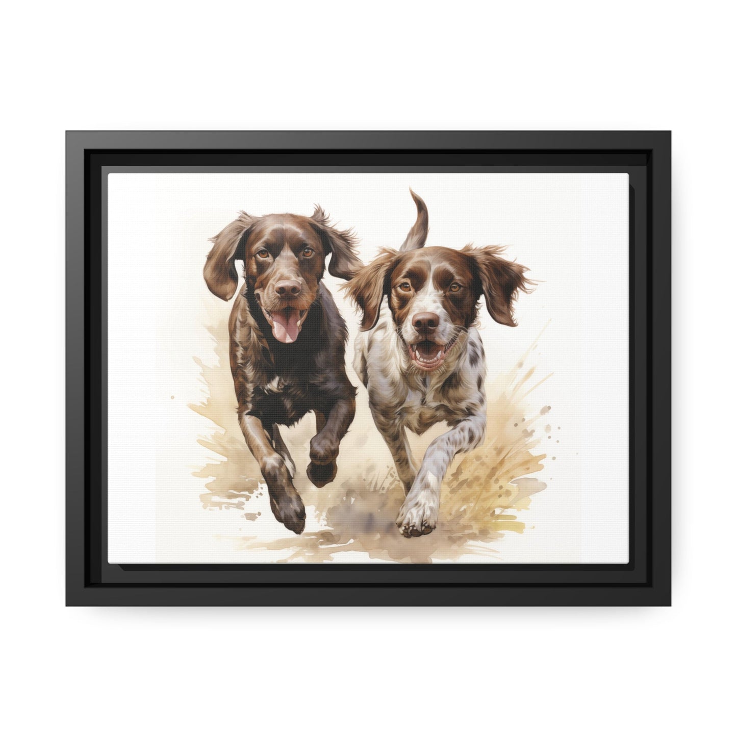 Matte Black Canvas Picture Frame of two German Short Haired Pointers - Hobbster