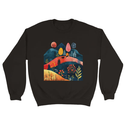 Men's Classic Crewneck Sweatshirt featuring Cottage Core Style Dogs Running Free Design - Hobbster