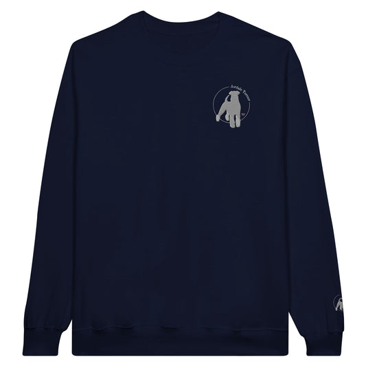 Men's Classic Crewneck Sweatshirt with Embroidered Airedale Terrier Logo - Hobbster