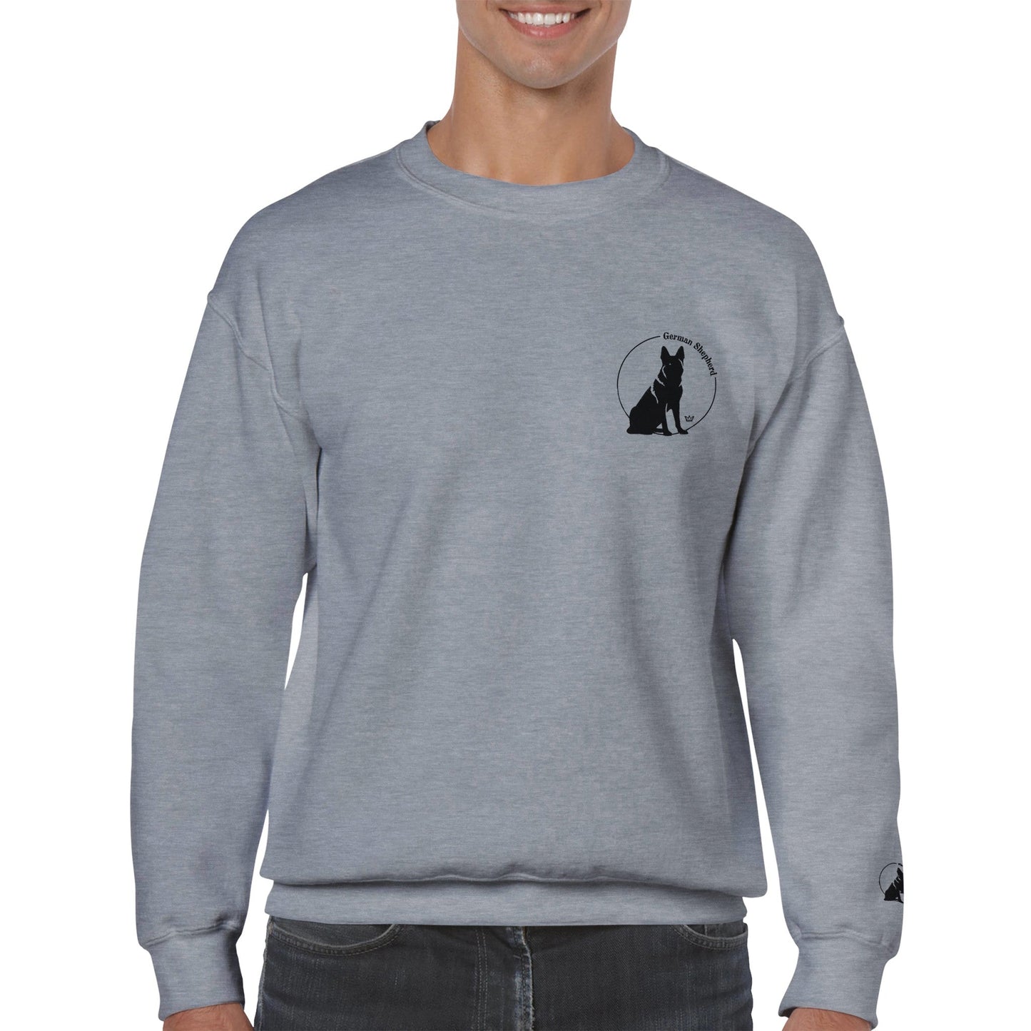 Men's Classic Crewneck Sweatshirt with embroidered German Shepherd logo - Hobbster