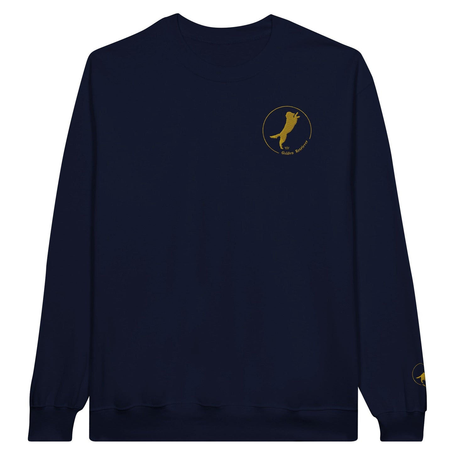 Men's Classic Crewneck Sweatshirt with Embroidered Golden Retriever Logo - Hobbster