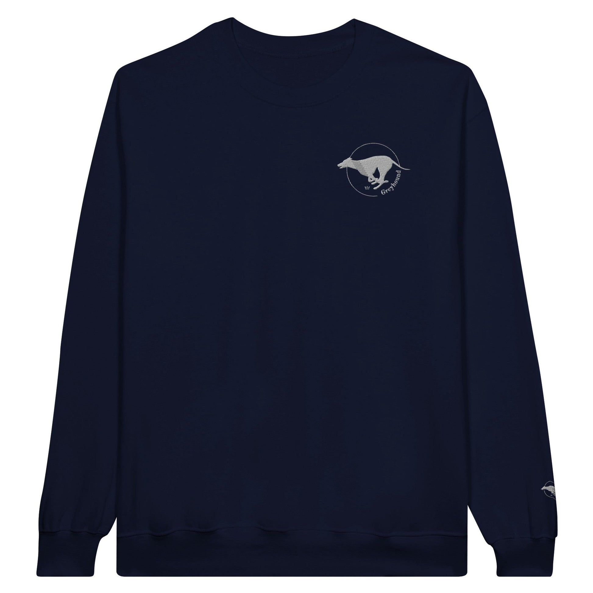 Men's Classic Crewneck Sweatshirt with Embroidered Greyhound Logo - Hobbster