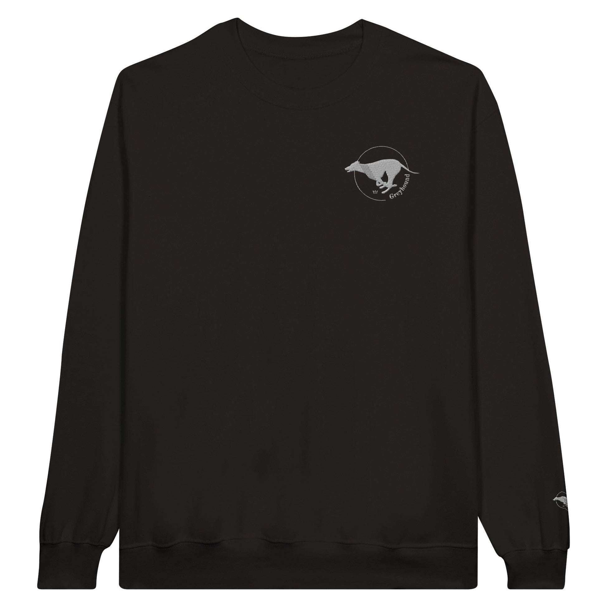 Men's Classic Crewneck Sweatshirt with Embroidered Greyhound Logo - Hobbster