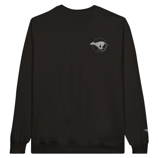 Men's Classic Crewneck Sweatshirt with Embroidered Greyhound Logo - Hobbster