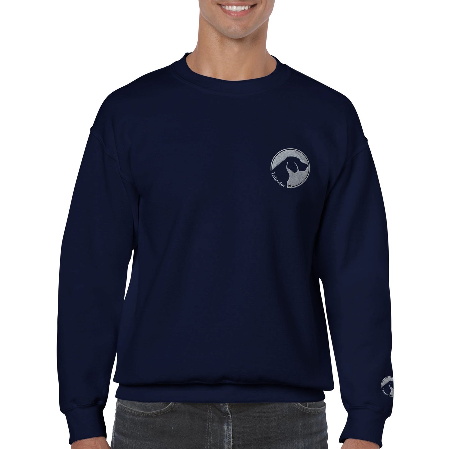 Men's Classic Crewneck Sweatshirt with Labrador Embroidered Logo - Hobbster