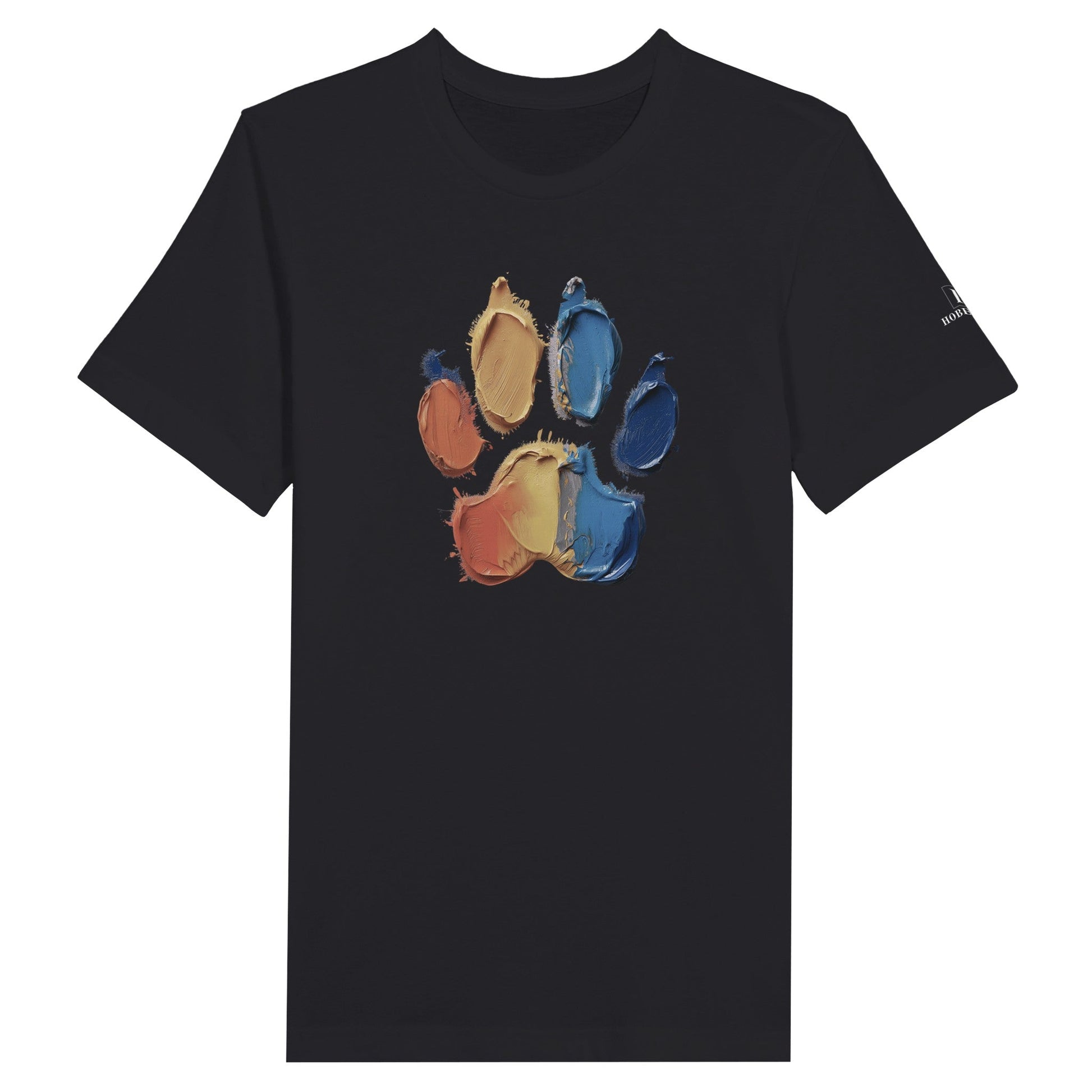 Men's Crewneck T-shirt Featuring Large Painted Paw Print - Hobbster