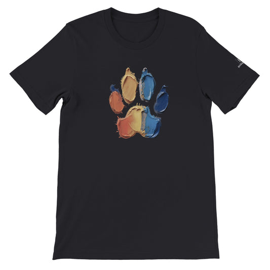 Men's Crewneck T-shirt Featuring Large Painted Paw Print - Hobbster