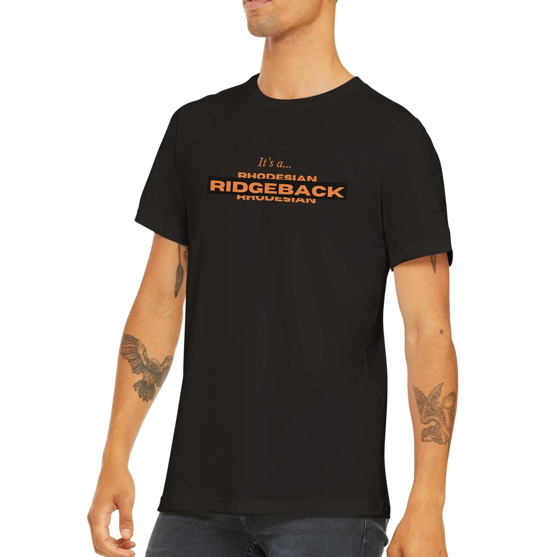 Men's Crewneck T-shirt with Rhodesian Ridgeback slogan - Hobbster