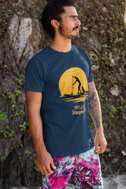 Men's Premium Hello Summer Crewneck T - shirt - Hobbster