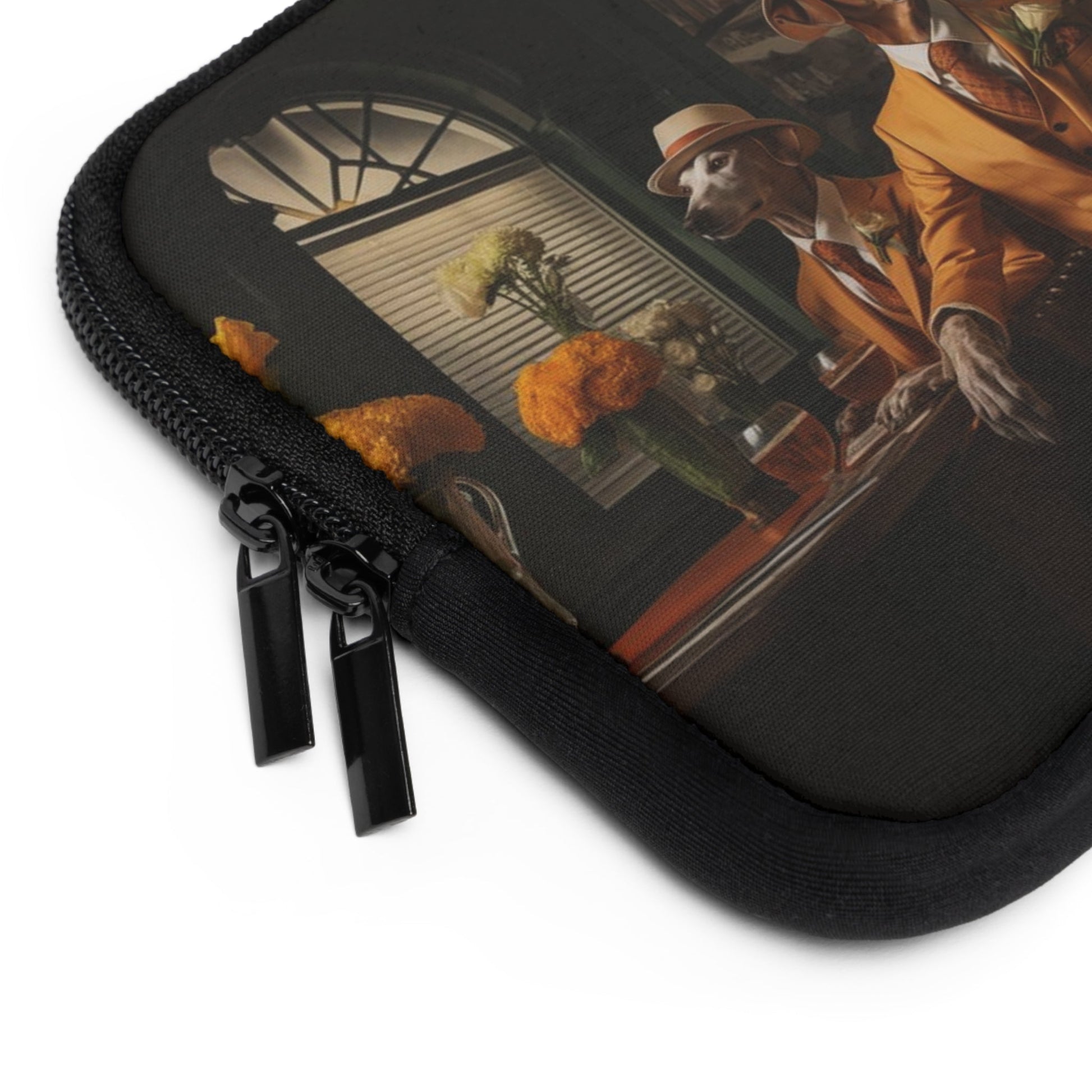 Neoprene Laptop Sleeve featuring Art Deco Greyhound Design - Hobbster