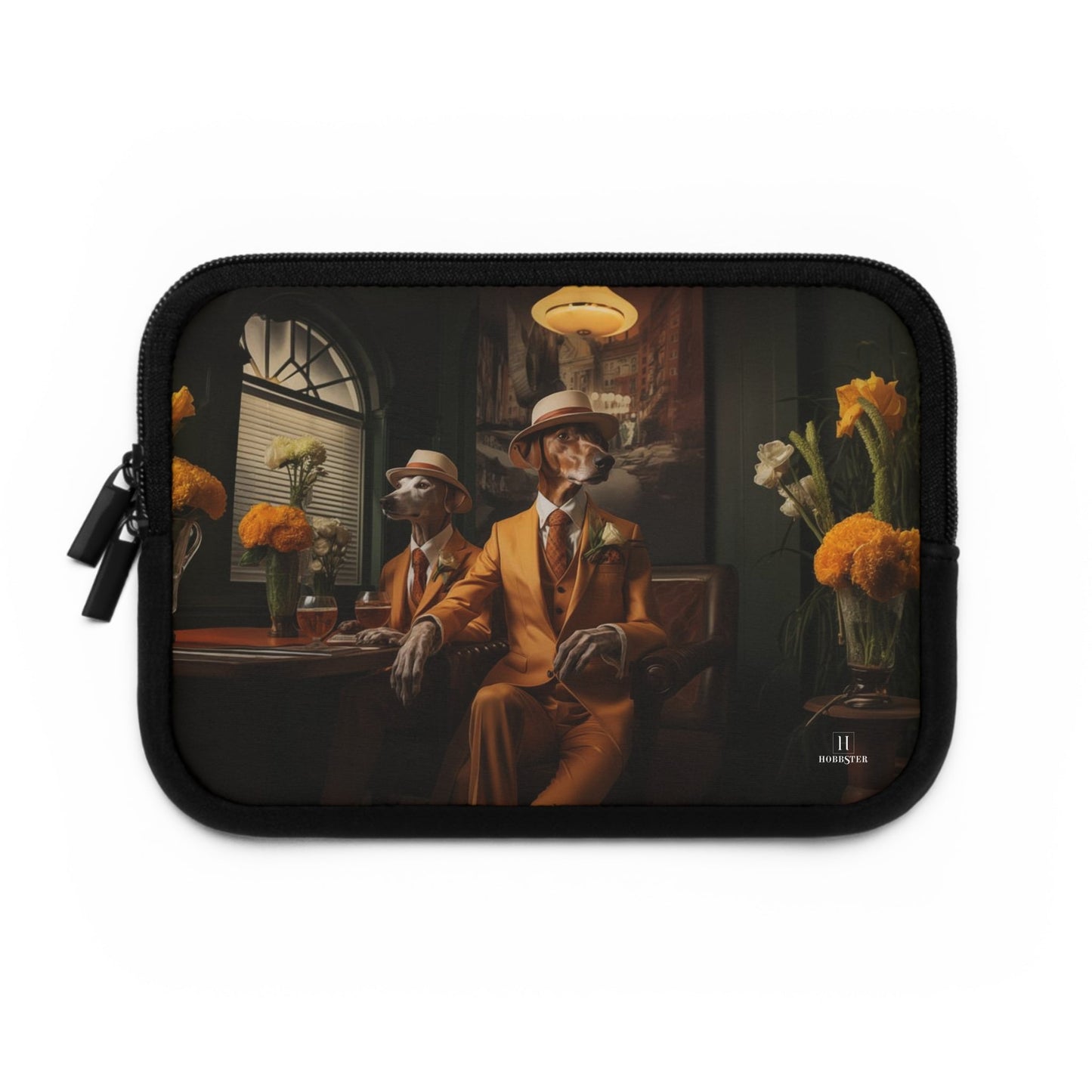 Neoprene Laptop Sleeve featuring Art Deco Greyhound Design - Hobbster