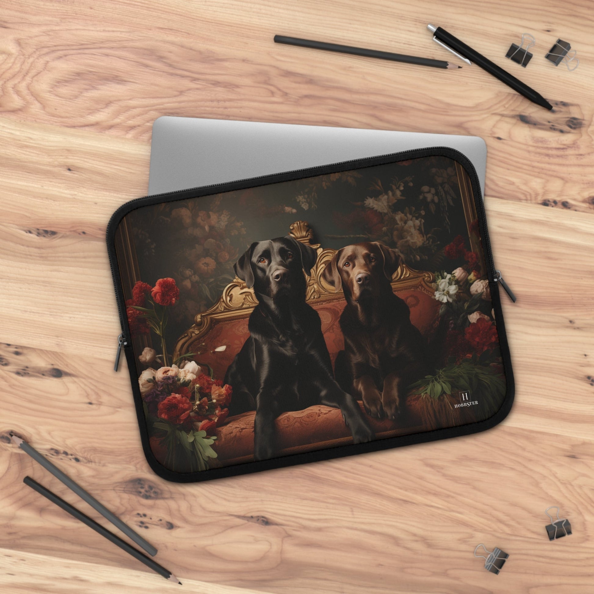 Neoprene Laptop Sleeve featuring Art Deco Labradors Design - Hobbster