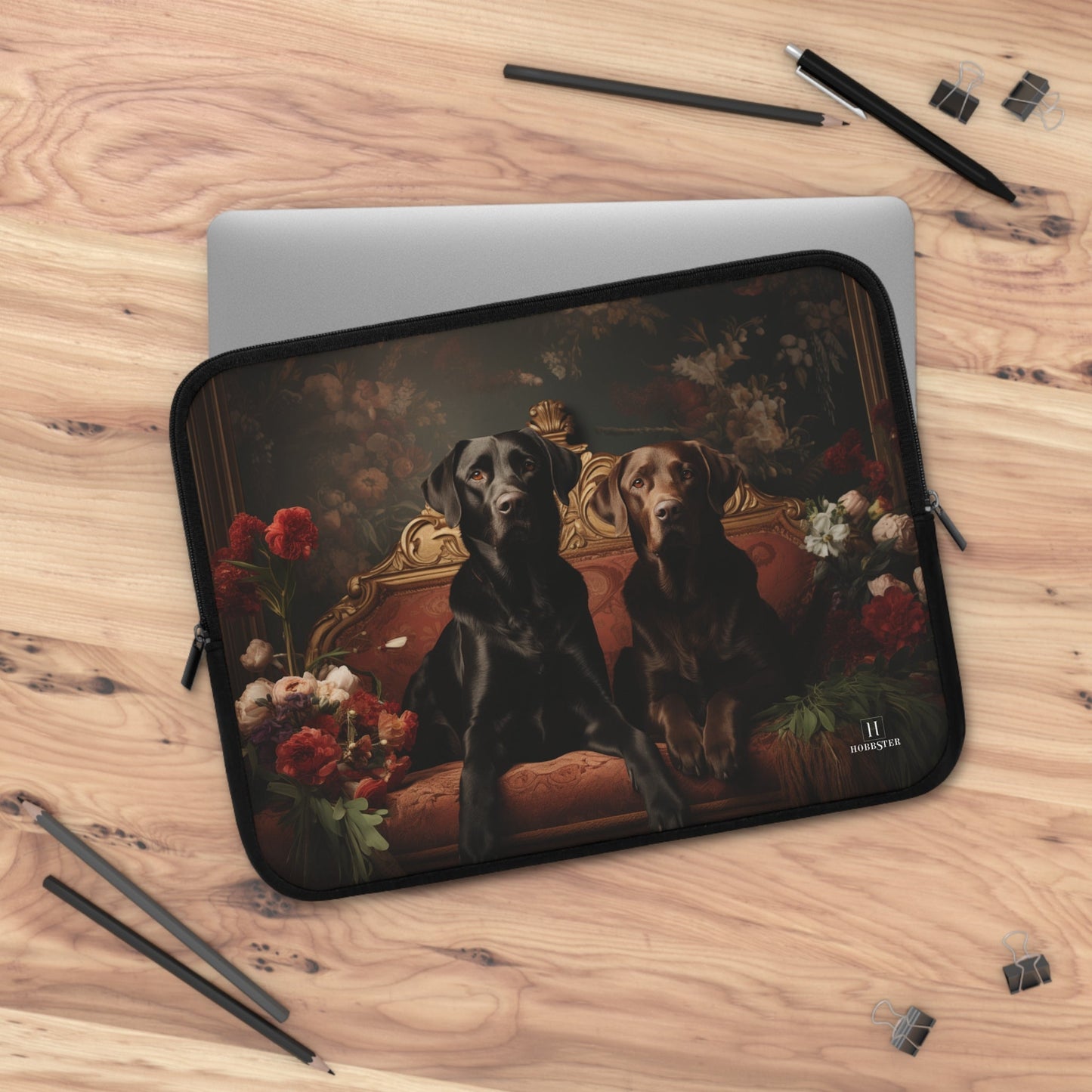 Neoprene Laptop Sleeve featuring Art Deco Labradors Design - Hobbster