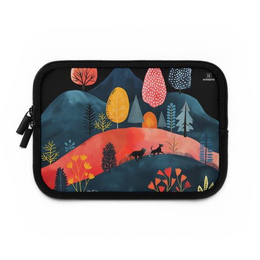 Neoprene Laptop Sleeve featuring Cottage Core Dogs Running Free Design - Hobbster