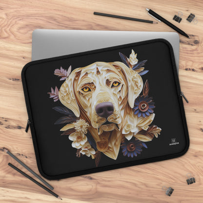 Neoprene Laptop Sleeve featuring Quilled Labrador Design - Hobbster