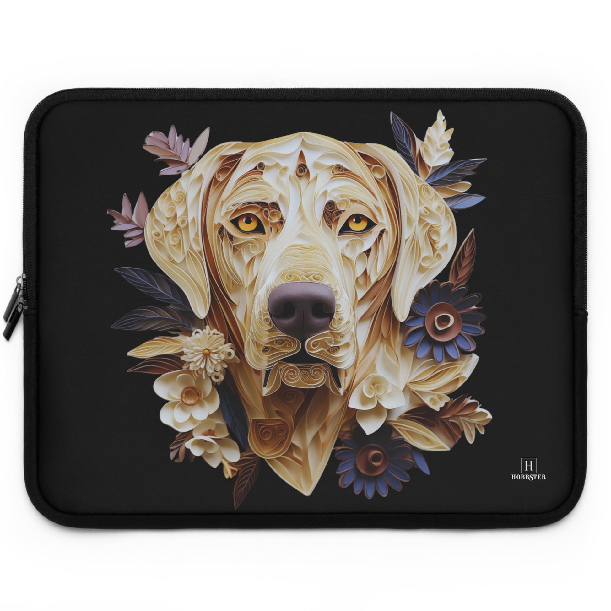 Neoprene Laptop Sleeve featuring Quilled Labrador Design - Hobbster